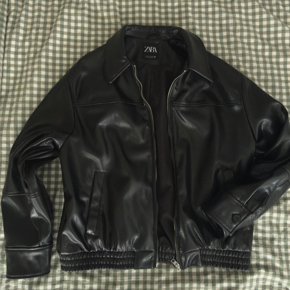 ZARA Faux Leather Bomber Jacket